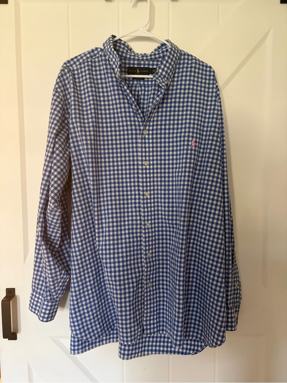 Ralph Lauren Blue and White Gingham Button-Down Shirt